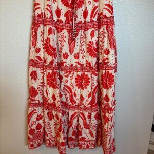 Farm Rio Red Jungle Flow Maxi Skirt XS